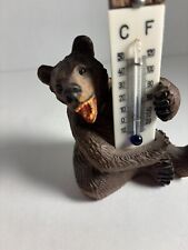 Antique Swiss  Hand Carved Bear Thermometer Black Forest Rare Glass Eyes 1900's picture