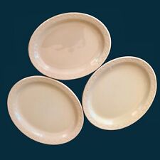 3 Syracuse China Econo-Rim Adobe Tan Embossed Border Oval Side Plates 7”D MCM picture