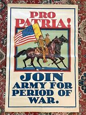 Original WWI Pro Patria Join Army For Period Of War 28x41” Horse Poster picture
