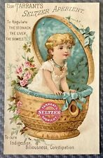 1880’s Victorian Trade Card, TARRANT’S SELTZER APERIENT, Girl in Covered Basket picture