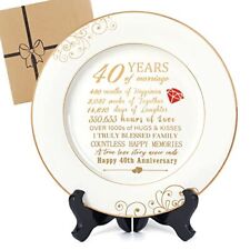 40th Anniversary Wedding Gifts for Wife-40th Anniversaty Plate with 24k Gold ... picture