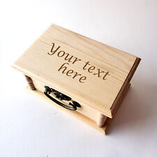 Custom Text Latched Wooden Box, Free Engraved Personalization, Small Carved Box picture