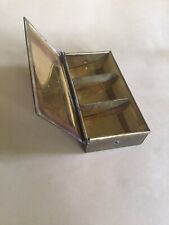 VINTAGE BRASS POSTAGE STAMP PILL BOX , AUSTRIA, BY GES GESCH, THREE COMPARTMENT picture