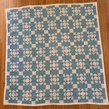 Vintage Hand Stitched Quilt Blue Floral Light Weight 56” X  58” picture