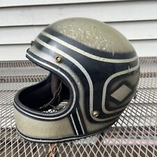 Vintage Grey & Black Sparkle Full Face Motorcycle Helmet Diamond Shapes Size XL picture