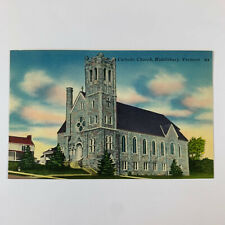 Postcard Vermont Middlebury VT Catcholic Church 1940s Linen Unposted picture