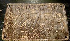 Antique 1937 Kentucky R2753 Fleming Rustic License Plate 9.5”x6” Classic picture