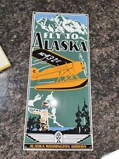 Ande Rooney Fly To Alaska Washington Airways AWA Porcelain On Steel Sign 8 x 18 picture