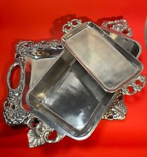 3 Pieces Of Polished Pewter Serving Trays. picture