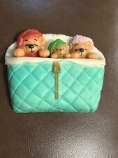 Vintage GiftCo 3 Bears in Bed Sleeping Family Fridge Magnet 4pc Complete Set picture