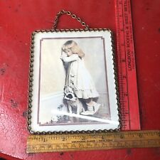 Antique Girl with dog in Corner Photo Chain Framed Gallery Graphics Collection picture