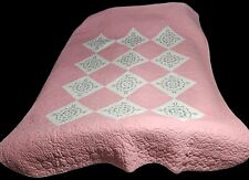 1930's Vintage Embroidered Handmade/Hand sewn Queen/Full Floral Quilt 94 x 68 in picture