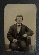original Tintype of a seated man, slightly rouged cheeks   ca 1870's -80's   $6, picture