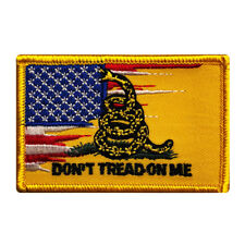 USA FLAG DON'T TREAD ON ME GADSDEN 2nd Amendment IRON ON PATCH (3.0 X 2.0 MTB42) picture