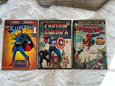 3x DC & Marvel Superman, Spiderman, & Captain America Wall Art Wood Plaque 13x19 picture