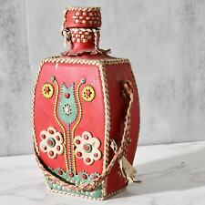 Peruvian Folk Art Hippy bohemian Red Leather Red wrapped Bottle 1960s picture