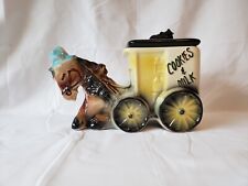 1950s American Bisque Ceramic Cookies And Milk Horse-drawn Cart w/Cat Cookie Jar picture