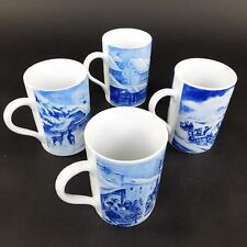 Konitz Set 4 Coffee Cups Delftware Winter Village, Germany, Christmas, Porcelain picture