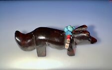 1970s Native American Zuni Carved Cherry Amber Wolf Fetish By Mary Tsikewa (d.) picture