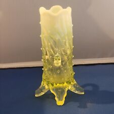 Antique Northwood Yellow Opalescent Vaseline Glass Town Pump Tree Vase picture