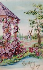 Vintage Postcard Easter greetings windmill gazebo clematis   embossed a2-544 picture