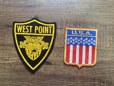 Vintage Felt U.S. Military Academy West Point & USA Flag Patch picture