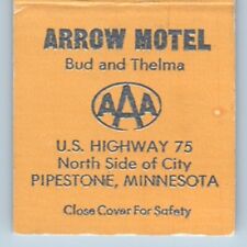Matchcover Arrow Motel Pipestone Minnesota 20 Strike MBC3C picture