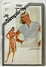 1981 Simplicity Sewing Pattern 9917 Womens Pullover Dress & Top Size 12 Vtg 9942 picture