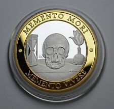 Silver & 24ct Gold MEMENTO MORI / VIVERE Reminder Coin. MORS VINCIT OMNIA. Stoic picture