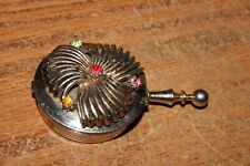 Vintage Antique Jeweled Round Pill Snuff Trinket Box with Handle picture
