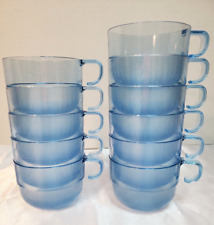 Tupperware Preludio Blue Acrylic Cups W/ Handles Punch Cups Stackable Set of 11 picture