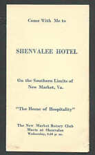 Ca 1935 NEW MARKET VA ROTARY CLUB MEETS AT SHENVALEE HOTEL LISTS BENEFITS, ETC picture