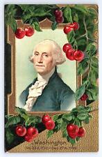 Postcard Patriotic George Washington Cherry Frame Embossed c.1910 picture