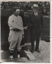 1955 Press Photo HoFer Clark Griffith Shakes the Hand of HoFer Walter Johnson picture