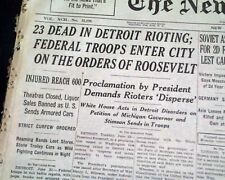 DETROIT Michigan RACE RIOTS Negroes Rudger Clawson Mormons Death 1943 Newspaper  picture