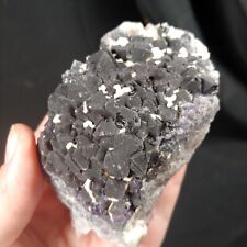 Super Dark Purple Octahedral Fluorite, UV Fluorescent picture
