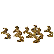 8 Horse Galloping Brass Gold Statue Chinese Feng Shui Success Animals Figurine  picture
