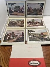 Vintage PIMPERNEL English Villages Oversized Coaster Set of 6 Made In England picture