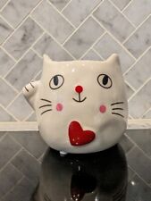Cute Kitty Cat Whisker Face Footed Mini Succulent Ceramic Planter Pot picture