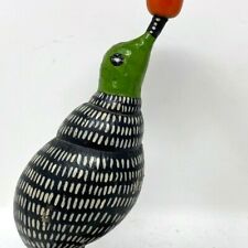 Vintage Spotted Thick-Knee Bird Candle Holder Shell Hand Made Painted picture