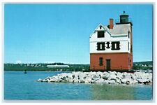 c1950's Abandoned Round Island Lighthouse Mackinac Island Michigan MI Postcard picture