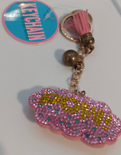 Pow Sparkling Pink Keychain Charm Clip-On Accessory & Tassel picture