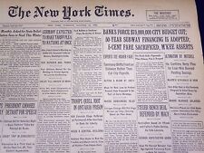 1932 OCTOBER 18 NEW YORK TIMES - BANKS FORCE CITY BUDGET CUT - NT 4064 picture