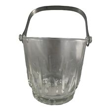 Vintage Glass Mini Ice Bucket with Chrome Silvertone Handle 5in Applied Handles picture