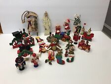 Lot Of 28 Vintage Wooden Small Christmas Ornaments Soldier, Sleigh, Train, picture