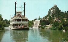 Vintage Postcard Mark Twain Steamboat Cascade Peak Waterfalls Frontierland picture