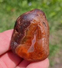 LAKE SUPERIOR AGATE 3OZ GORGEOUS RUBY-ORANGE , PINK CORE GEM.  DISPLAY PIECE picture