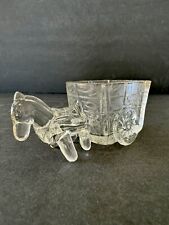Vtg Donkey Pulling Cart Toothpick Holder Clear Glass Horse Cart Succulent Pot picture