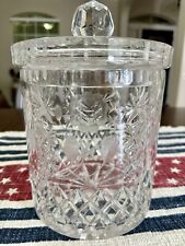 Vintage Bohemian  Crystal Biscuit Jar with Lid Flowers And Diamonds Pattern picture