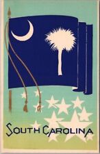 SOUTH CAROLINA State Flag Postcard / Sheehan Serigraph Screen-Printed / Unused picture